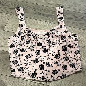 Pink Fitted Cropped Sleeveless Tank Top